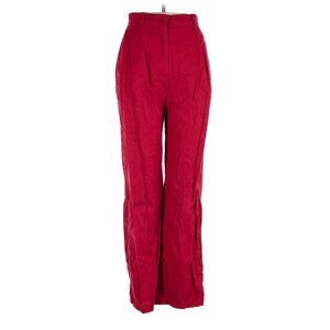 Vintage Adolfo Studio Red Linen Cotton Blend Pants - 10 Tall